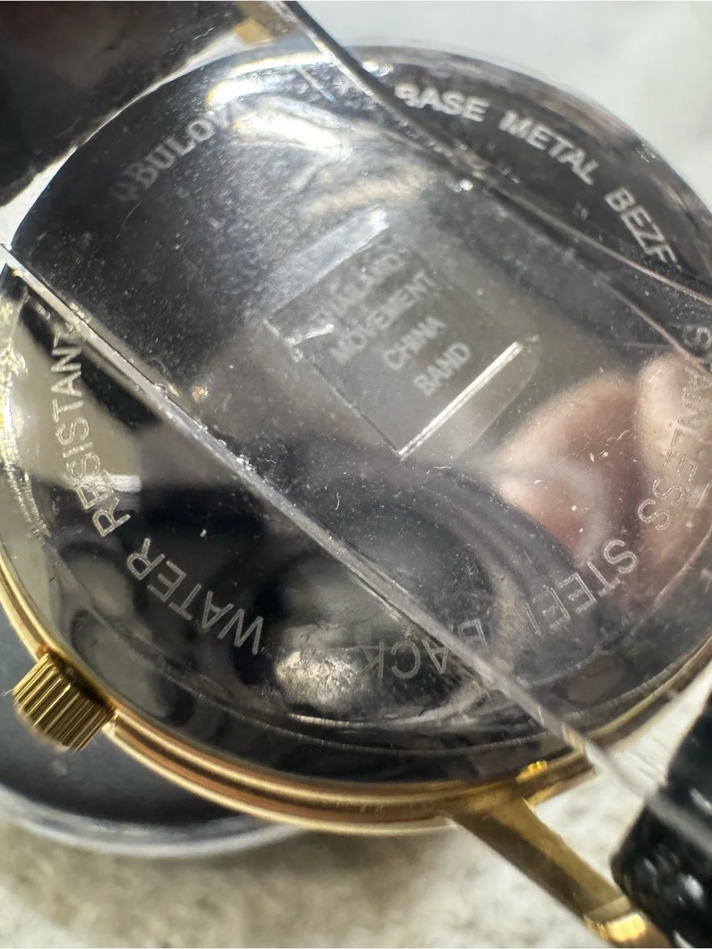 Bulova Gold Dial Men's Watch with Black Leather Strap